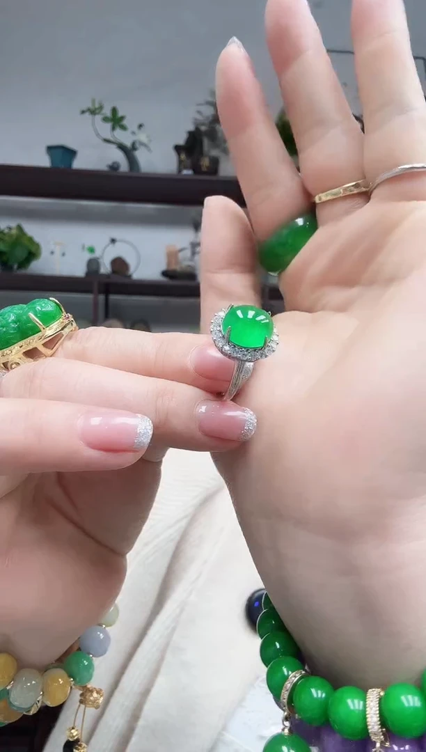 银S925镶嵌戒指翡翠358编号戒指