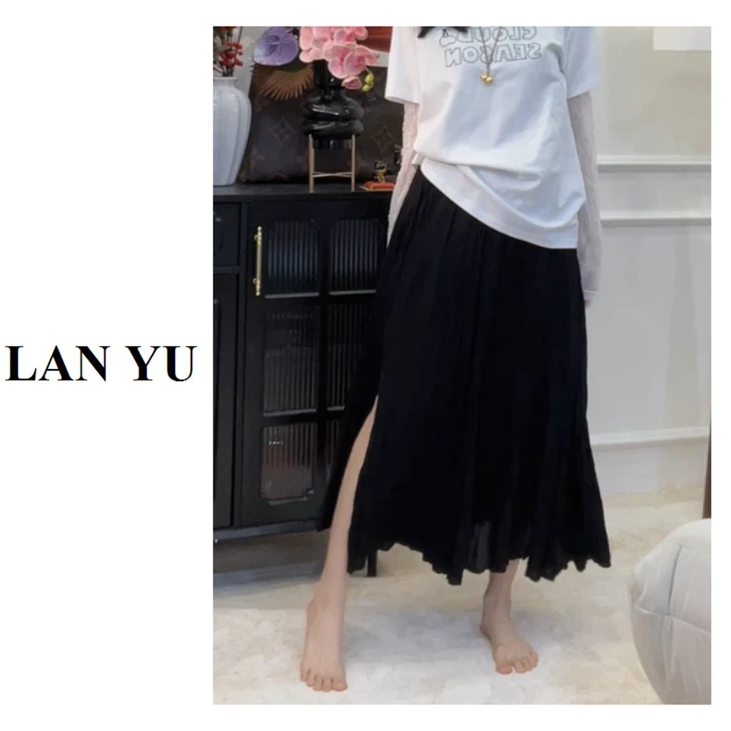 常规/小个子~韩版洋气时尚百搭不规则肌理感高腰半身裙LY