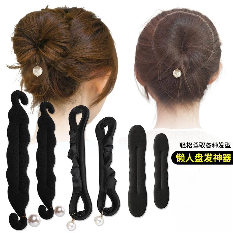 丸子头韩式盘发器懒人简约扎头发饰花苞头发圈神器头饰蓬松中长发