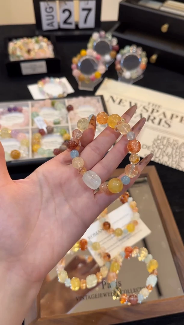 合金手链水晶黄色多宝手链x2947