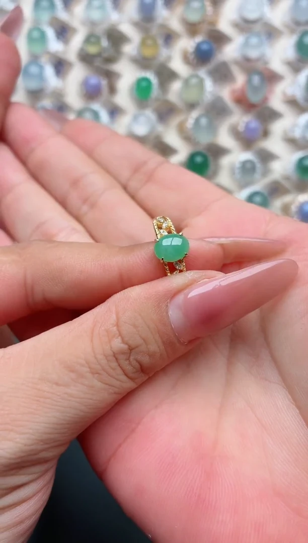 银S925镶嵌戒指翡翠.