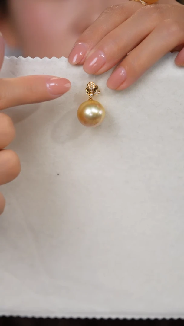 【闪购商品】海水珍珠吊坠(不含链)18K金镶嵌金珠16-17mm