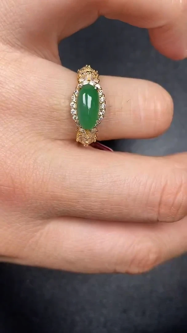 银S925镶嵌戒指翡翠3960