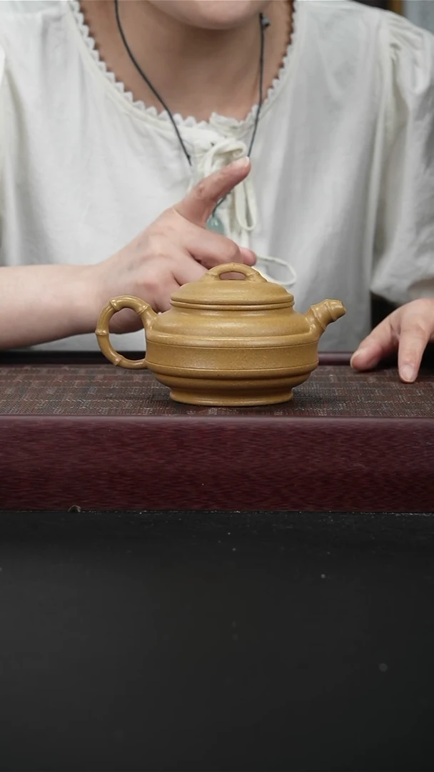 茶壶紫砂ZFF黄金段双线竹鼓