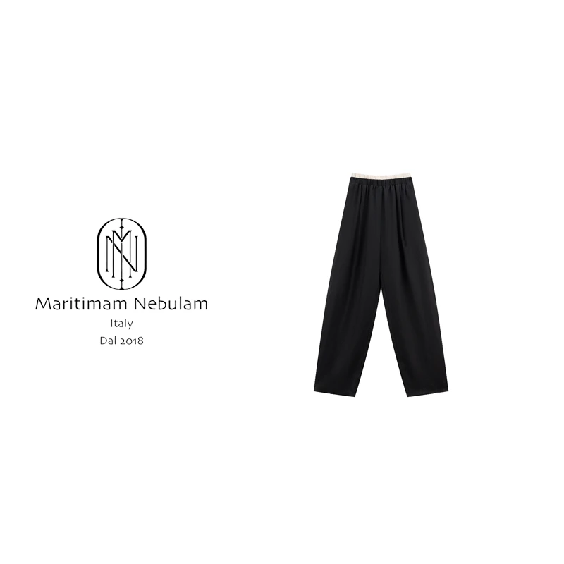 MN"双腰头"垂感薄款拼接松紧腰休闲裤 XZ350