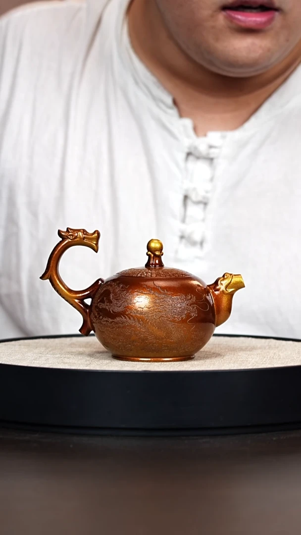 茶壶紫砂双龙戏珠提梁 龙骨金沙 降龙罗汉1