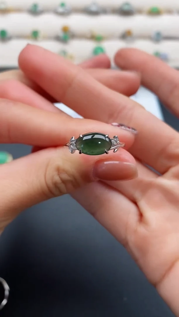 银S925镶嵌戒指翡翠1111111111+5