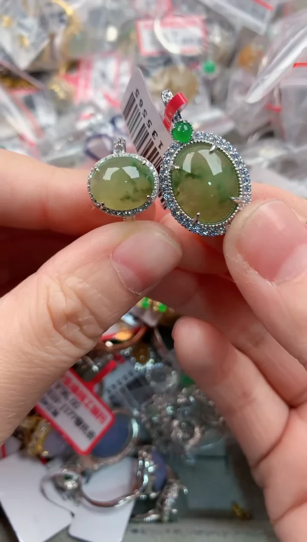 银S925镶嵌戒指翡翠4444----2