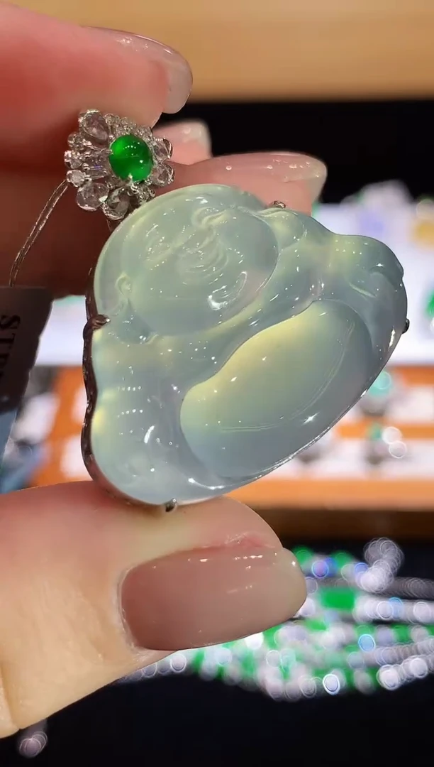 翡翠18K金镶嵌吊坠(不含链)YJ