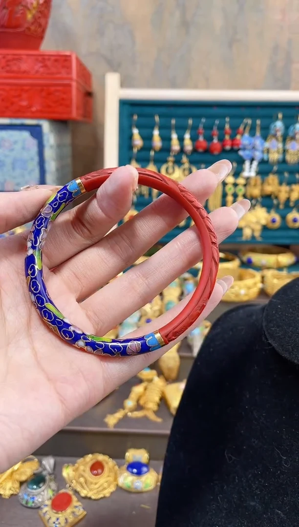【闪购商品】非遗雕漆镯子景泰蓝宝蓝58-62
