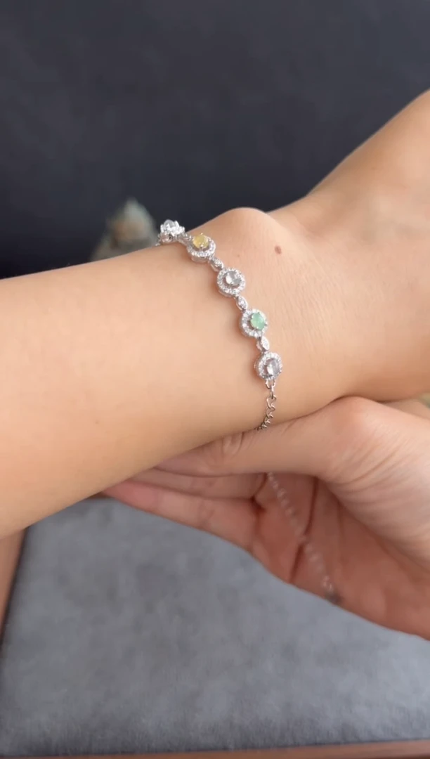 银S925镶嵌手链翡翠301买断