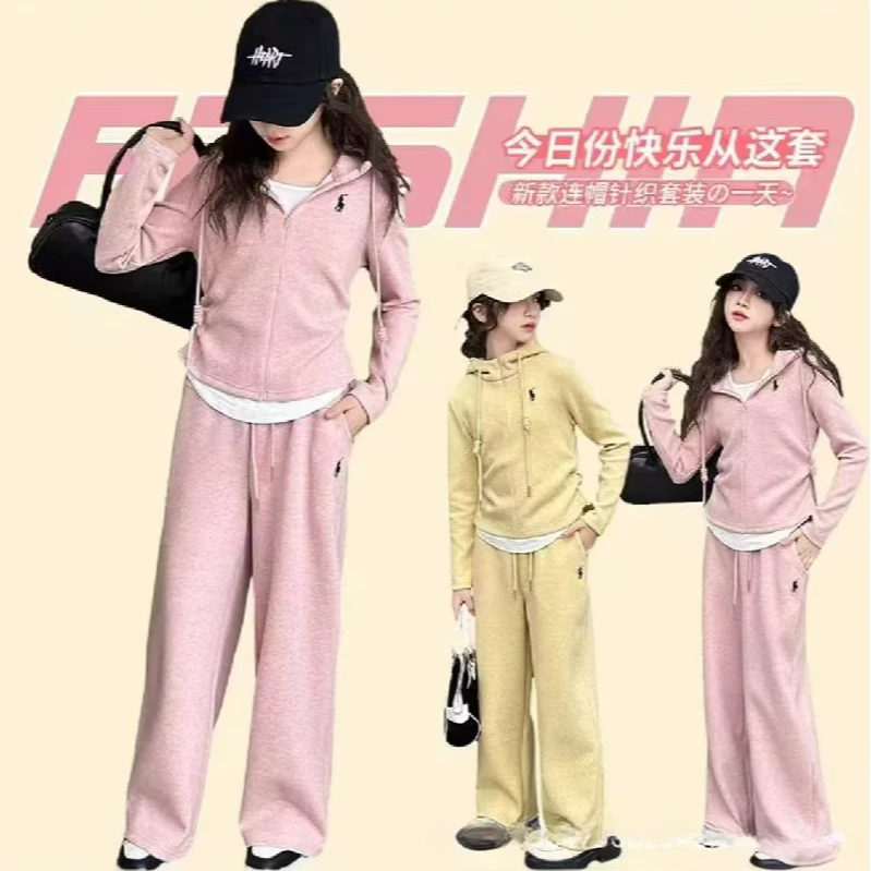 女童春装套装2025春季新款中大儿童假两件洋气韩版休闲运动两件套