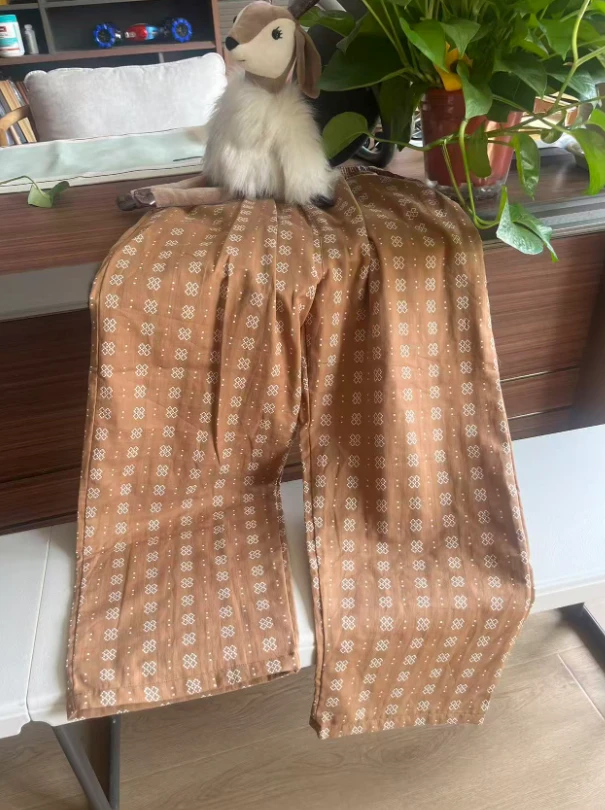 Youfeel/高端全棉色织提花双层纱长裤/家居服/简约/博洛尼