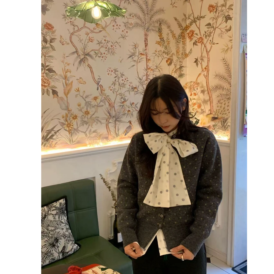 韩代.绿色波点 毛衣开衫外套 L26010210