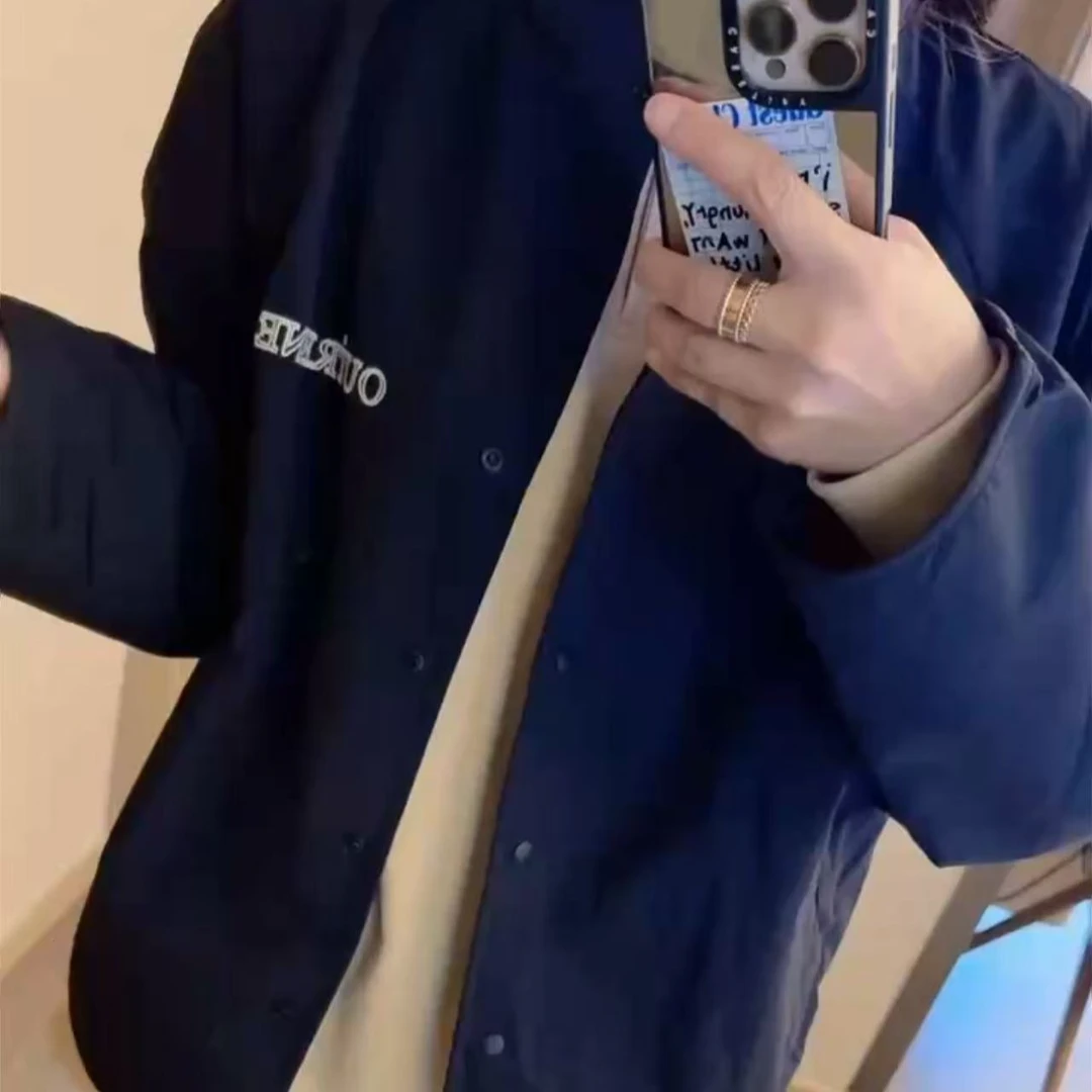 【NO退NO换】韩国东大门2025春款藏蓝色字母外套