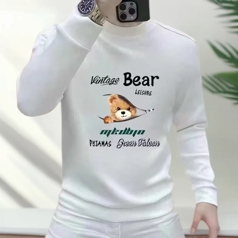 美式潮牌拉链熊印花卫衣男士重磅设计感秋冬个性痞帅时尚加绒长袖