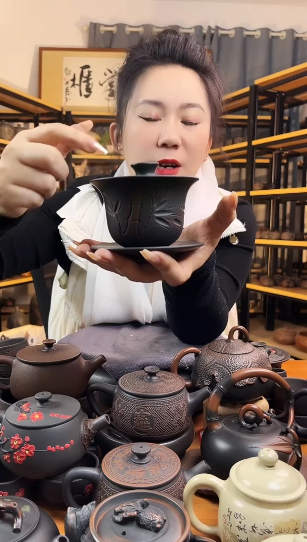 【闪购商品】壶  三才盖碗   竹子   半雕