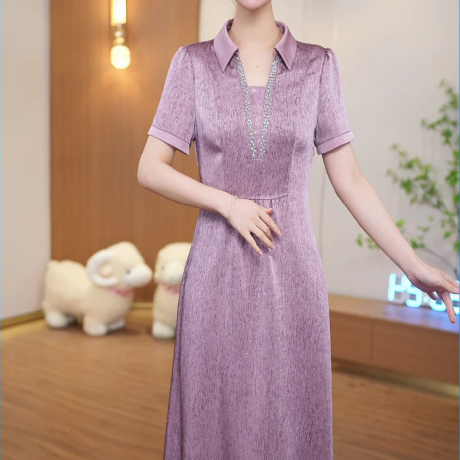 GC【视频专享】桑蚕丝裙子女夏季2025新款连衣裙真丝中式国风显瘦