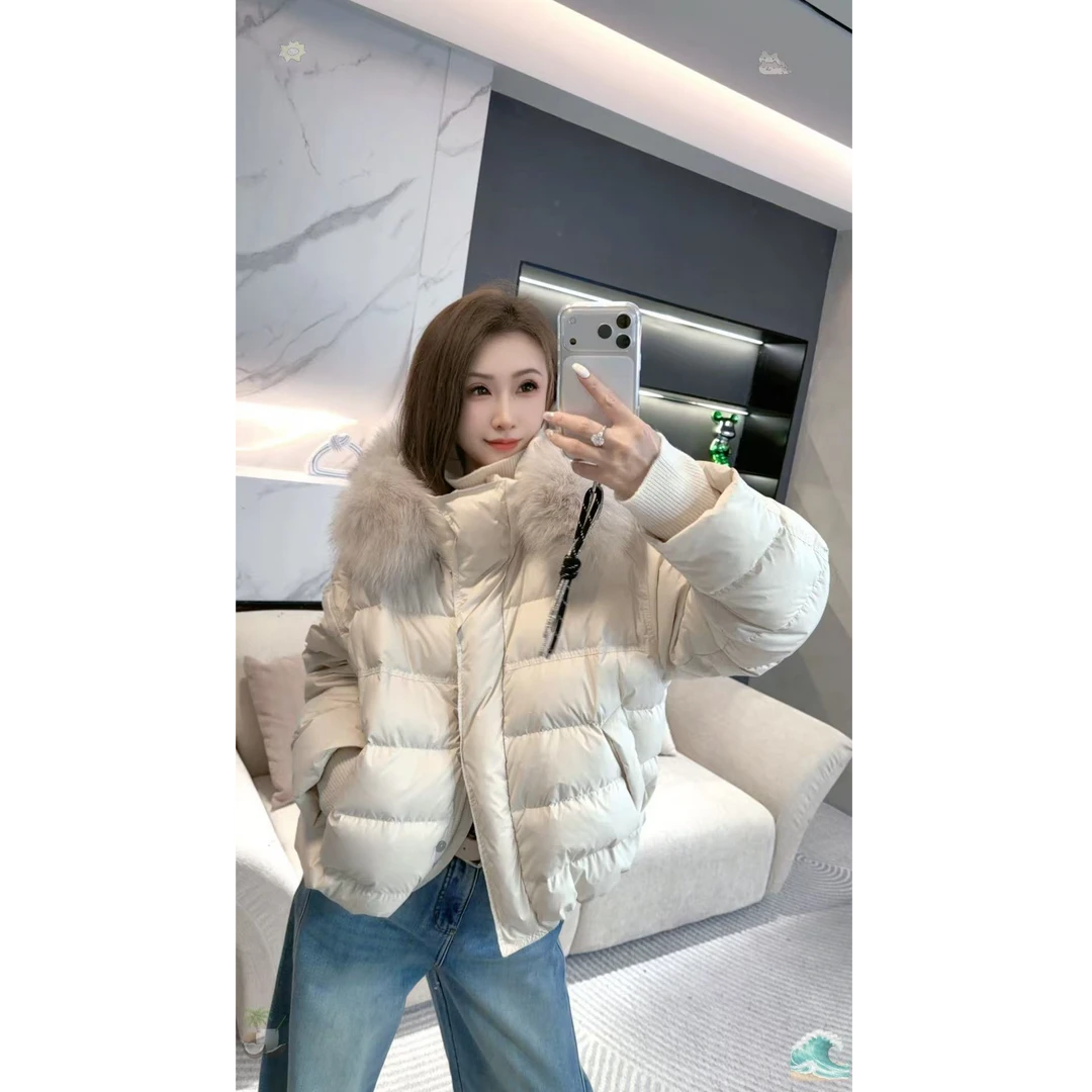 熙薇【​机能暖服】2025秋冬新款时尚休闲大毛领羽绒服外套H6138