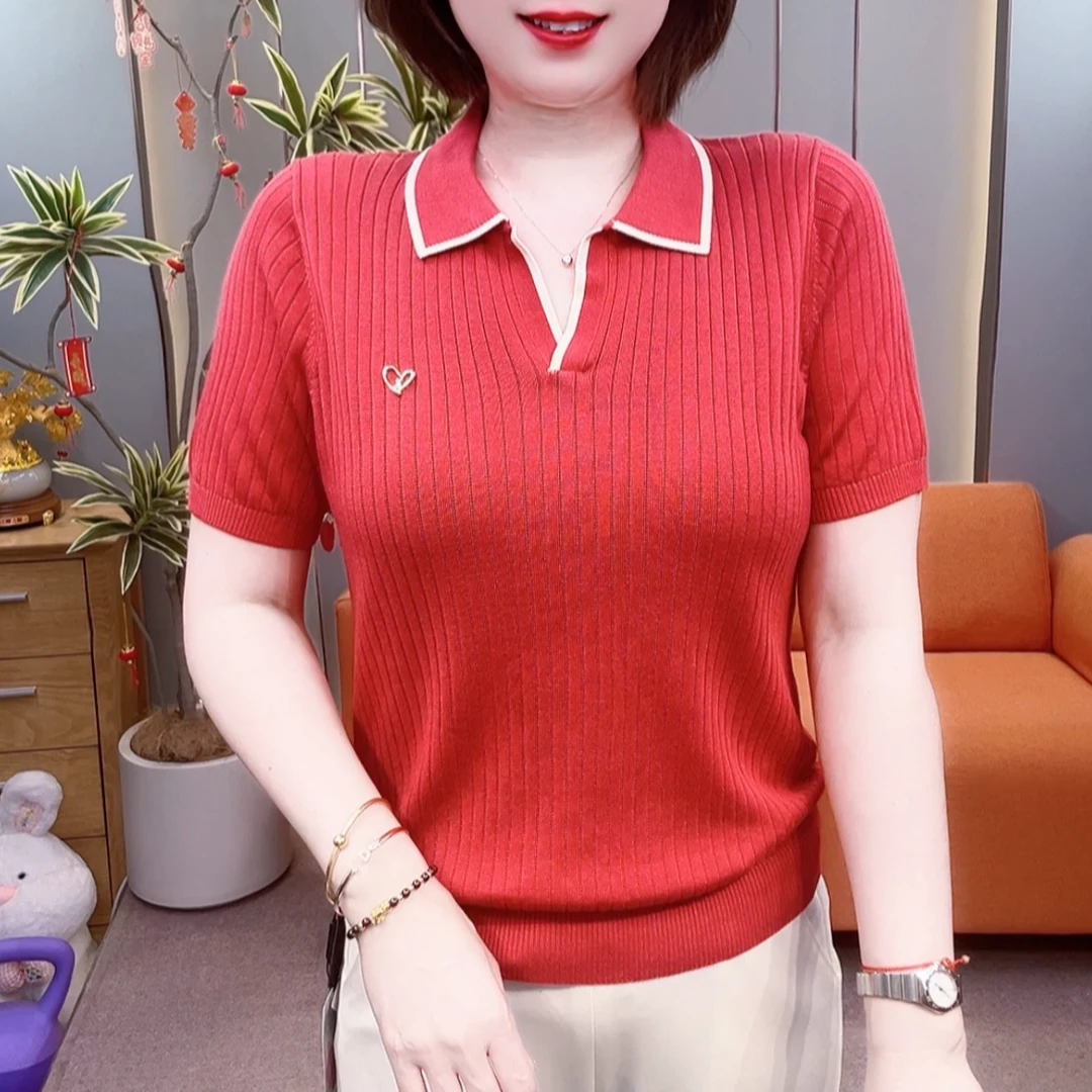 高档简约时尚百搭小翻领天丝衫66200