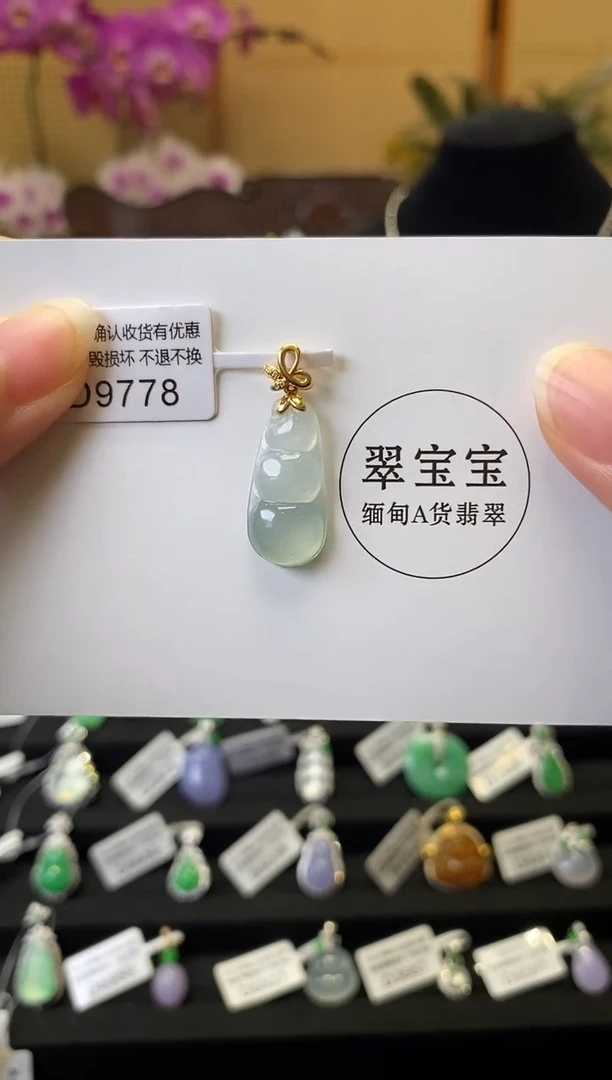 颈饰18K金镶嵌翡翠D9778 福豆 含运营费