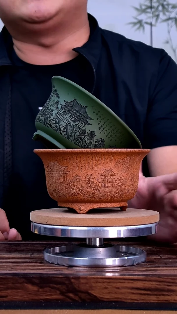 紫砂花盆紫砂花盆内口12-6  2只