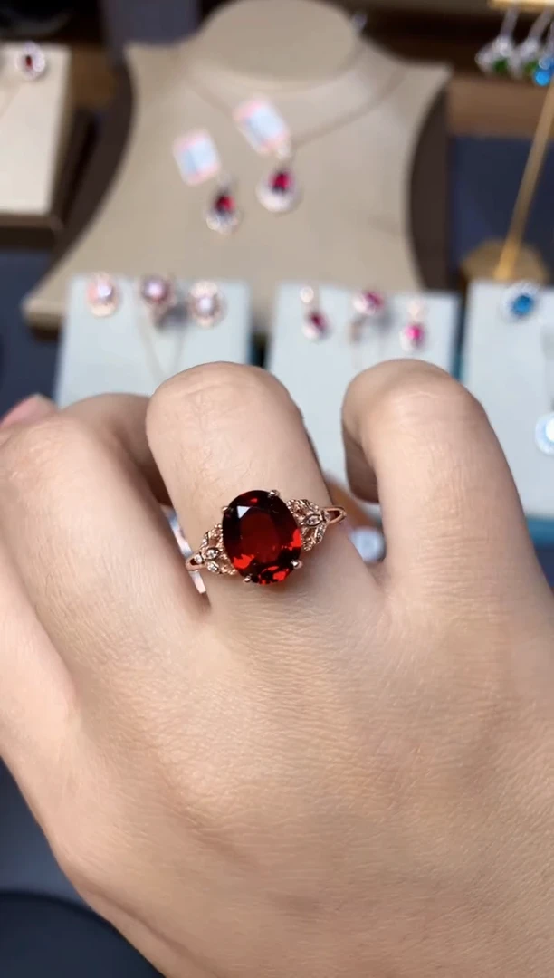 银S925镶嵌戒指石榴石天然