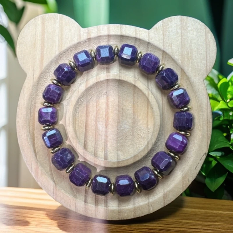 【樱花紫切面方糖9M】时尚百搭男女同款手串（B38）