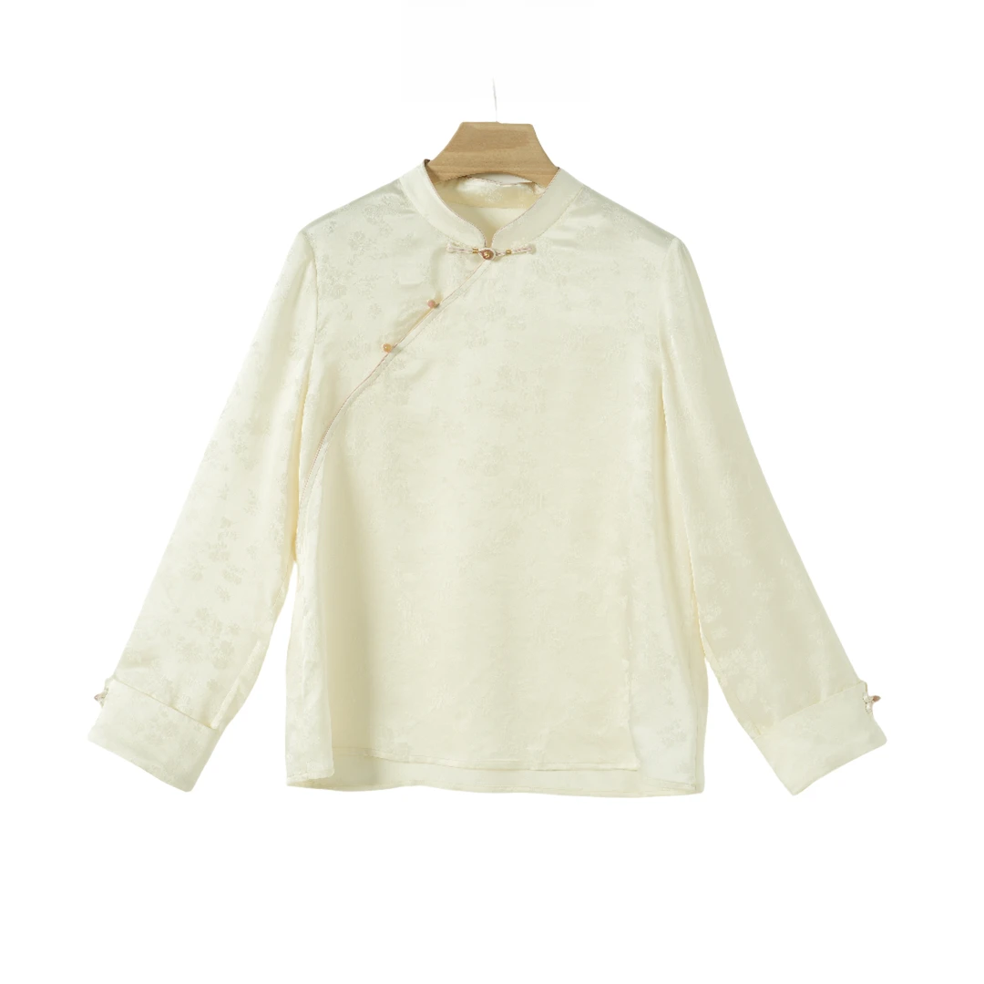 【清欢】桑蚕丝新中式国潮清冷感气质别致百搭开衫上衣女2412920