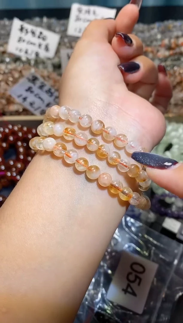【闪购商品】水晶手串未镶嵌黄水晶三圈编号176