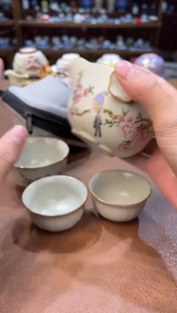 真的很便宜超好看会开片的旅行茶具