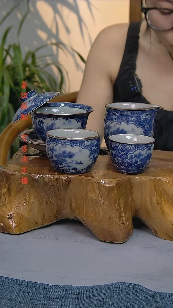 4件套陶瓷茶具老陶泥开片纹