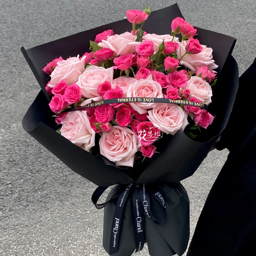 甜蜜无上限【11朵粉玫瑰苏菲宝贝混搭花束】生日约会礼物惊喜送老婆女朋友老婆恋人鲜花订花同城配送小时达