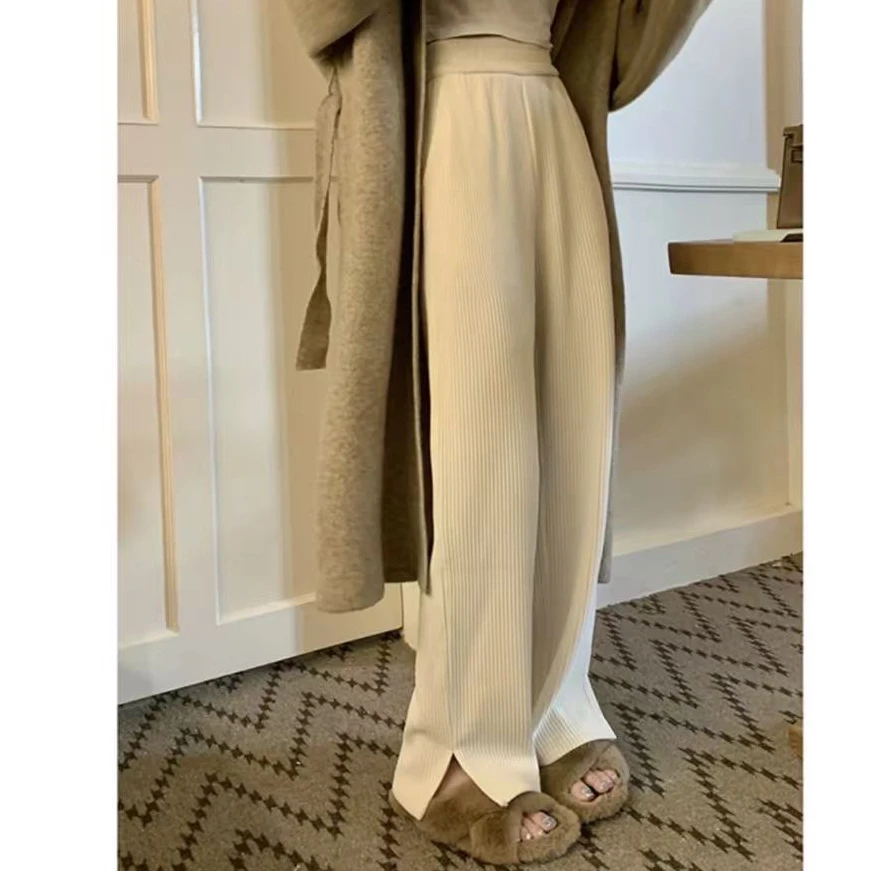 XIE6 高级感纯色显瘦雪尼尔加绒休闲裤9653