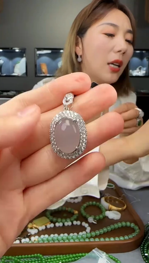 和田玉银S925镶嵌吊坠(不含链)1