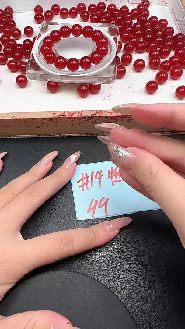 未镶嵌散珠南红玛瑙牛血N340卡14MM4颗