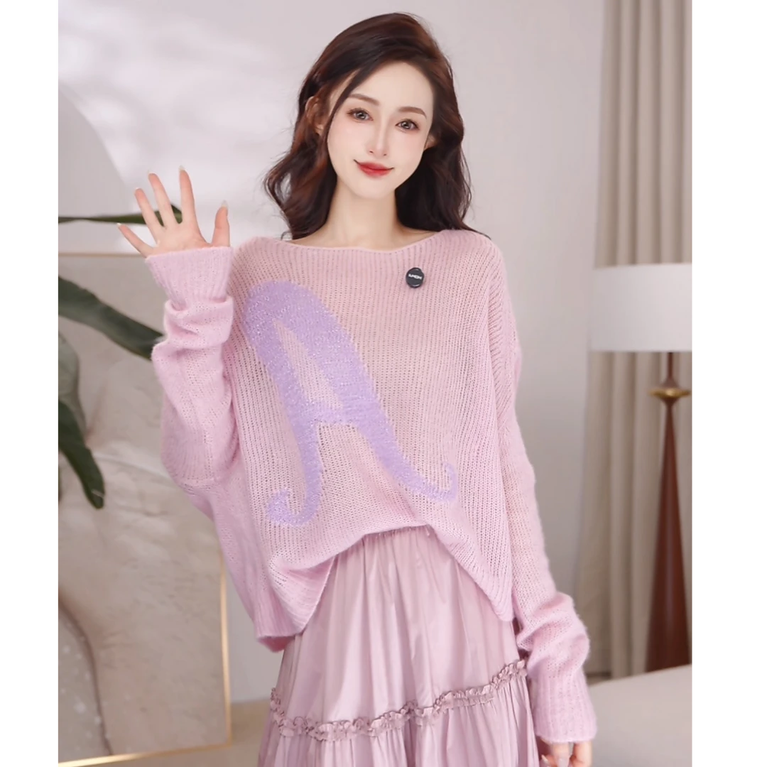 AMASS/阿玛施 时尚休闲山羊绒桑蚕丝圆领套头宽松针织长袖5399604