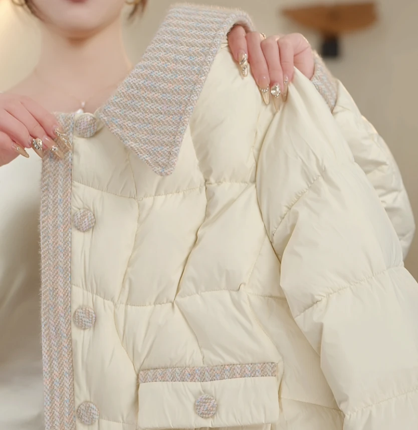 【PP】秋冬新款 | 轻奢高定小香白色拼接羽绒服