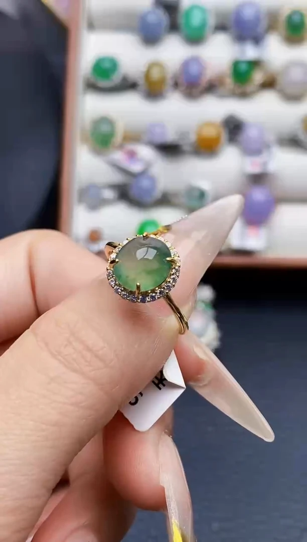 银S925镶嵌戒指翡翠0396