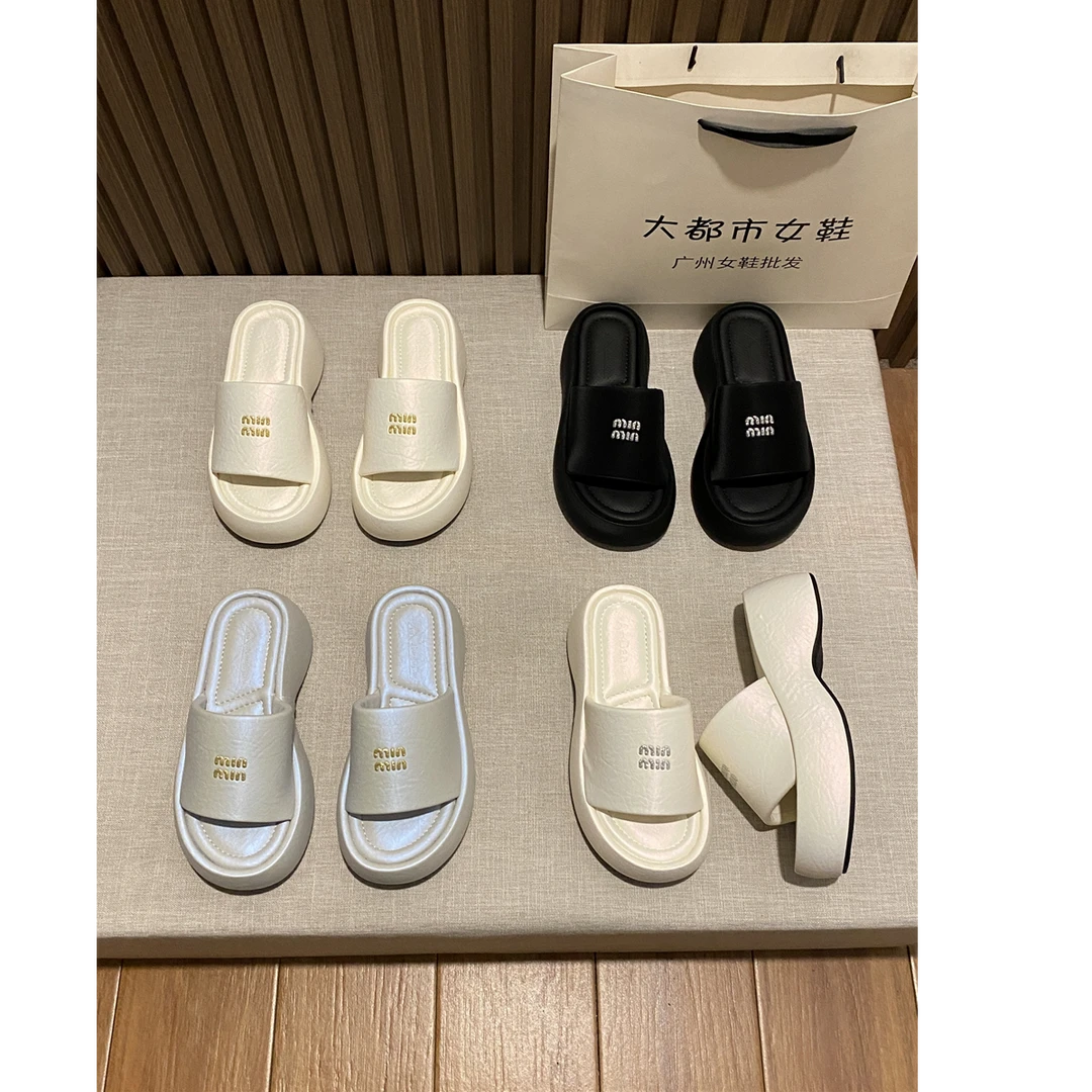 欧洲站厚底懒人拖鞋女外穿2025新款百搭松糕底休闲露趾沙滩凉拖潮