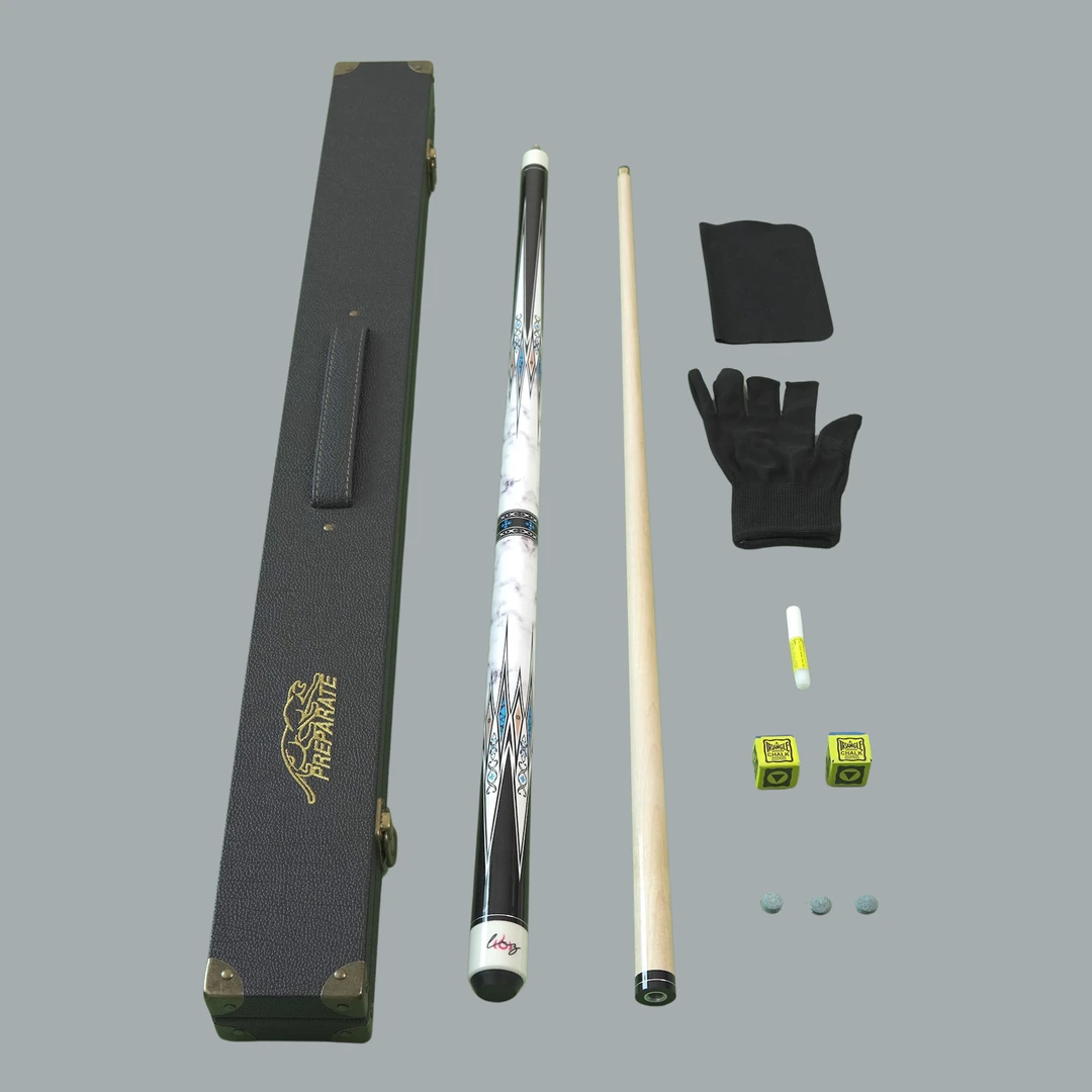 美洲豹倚天战神同款分体九球大头手工黑八枫木台球杆中头桌球杆