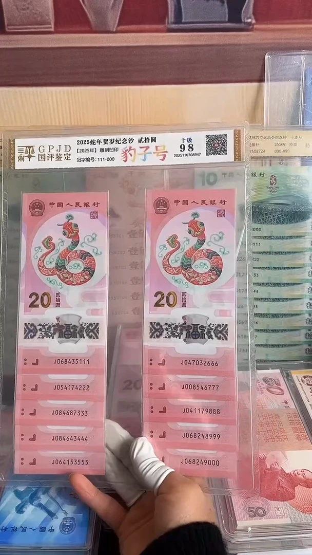 塑料蛇年生肖纪念钞十连号尾豹