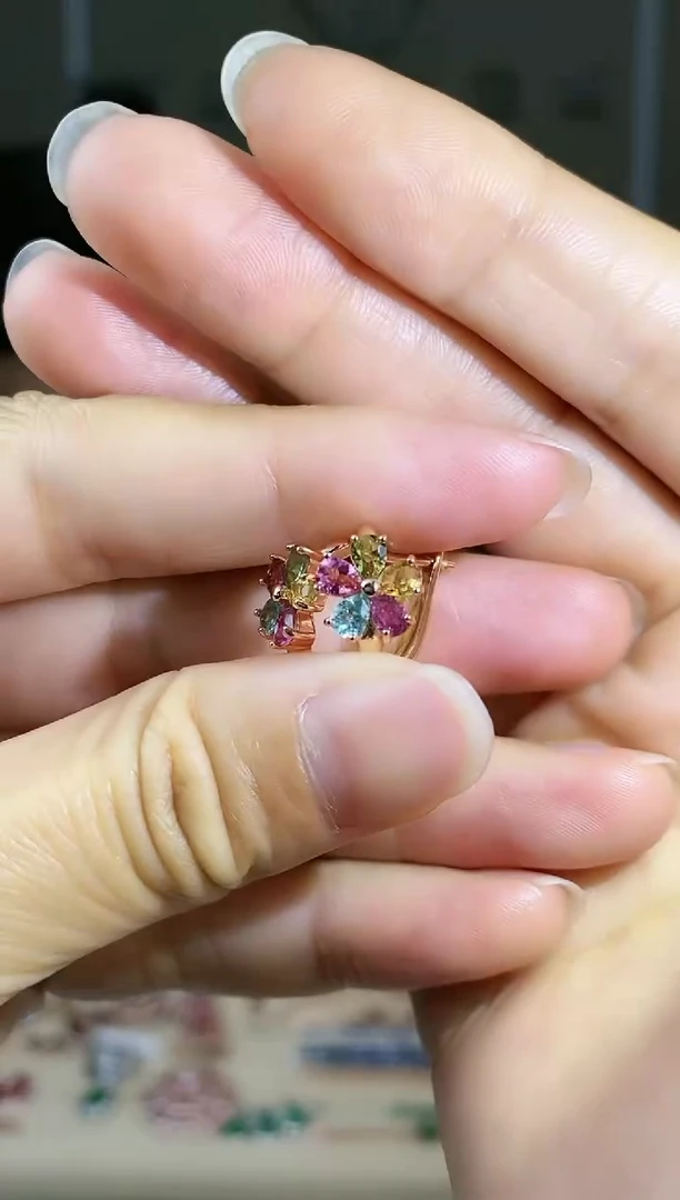 【闪购商品】碧玺耳饰银S925镶嵌耳饰