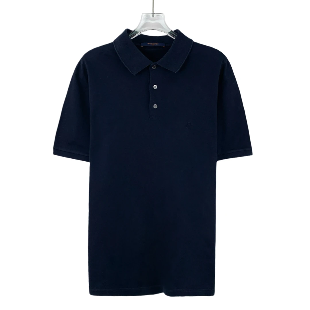 95新 LouisVuitton/路易威登 FM0444 深蓝色logo短袖Polo衫 M码