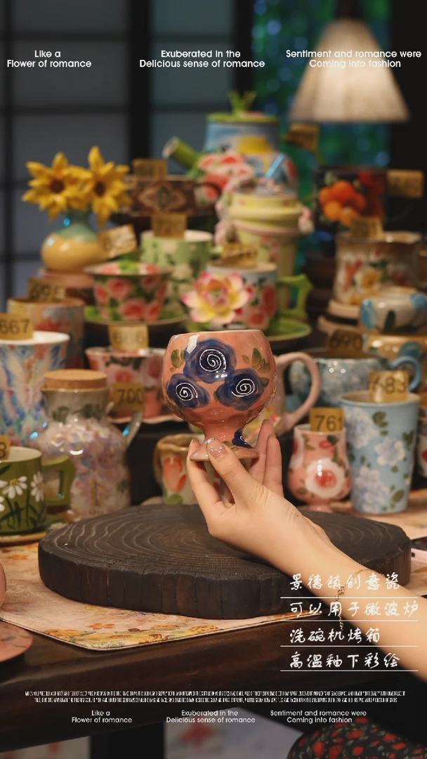 陶瓷景德镇高温釉下彩绘设计师款式