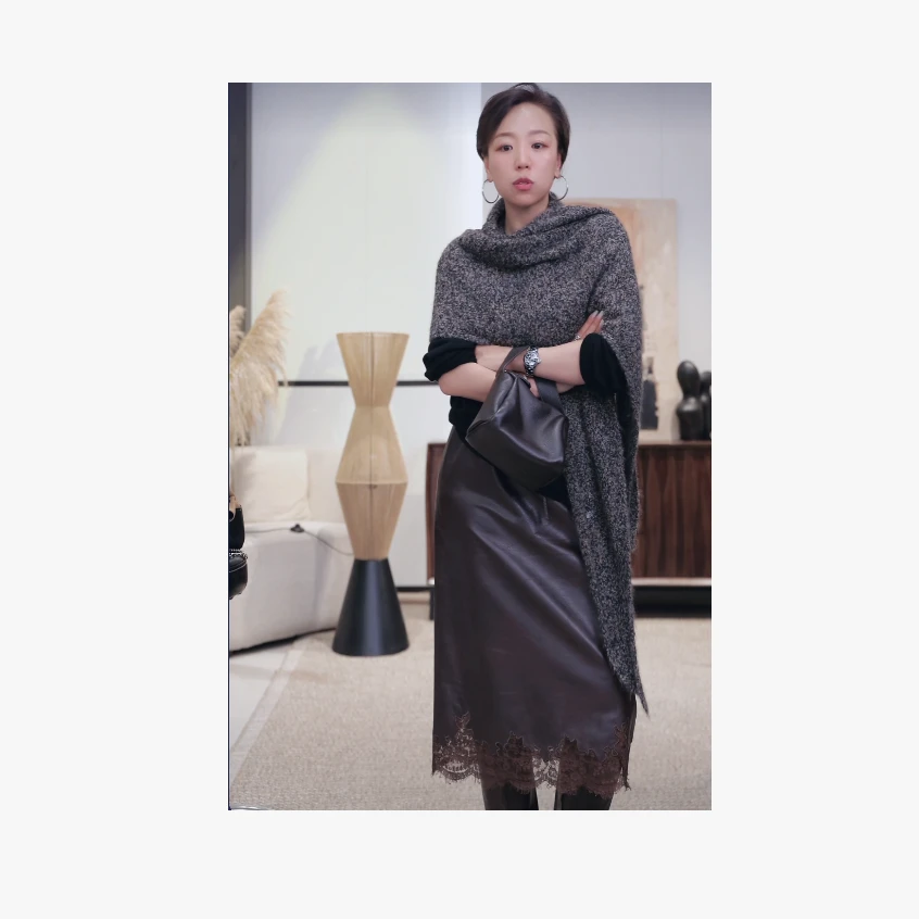 【温暖怀抱】高支山羊绒混纺幻彩圈圈三角形大披肩型围巾25342006