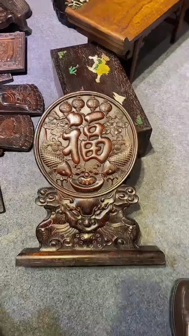木紫檀木雕刻一物一拍