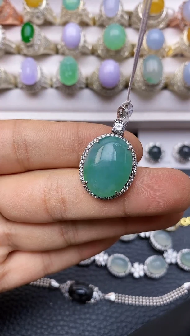 翡翠银S925镶嵌吊坠(赠链)3669