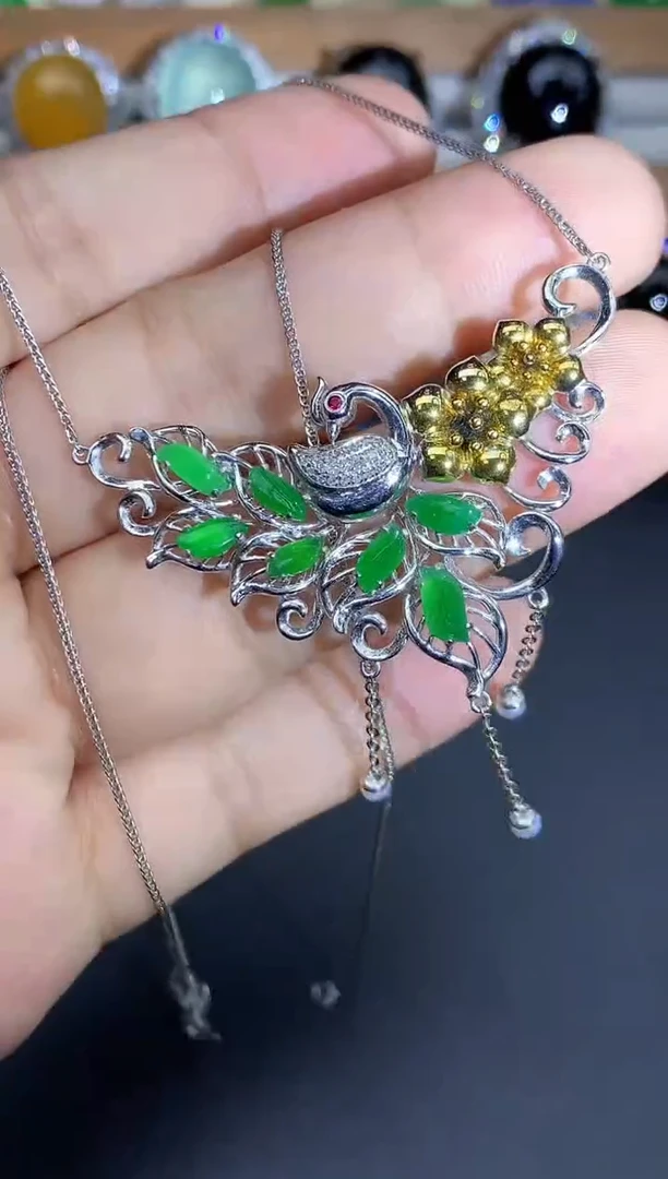 颈饰18K金镶嵌翡翠504-中国好珍宝