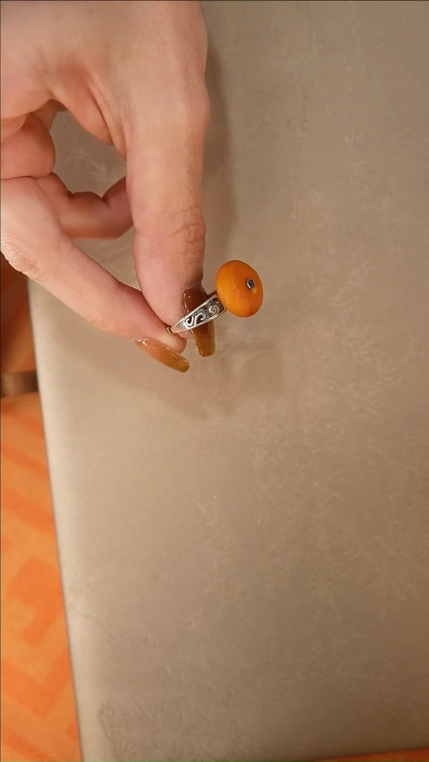 【闪购商品】琥珀戒指银S925镶嵌戒指